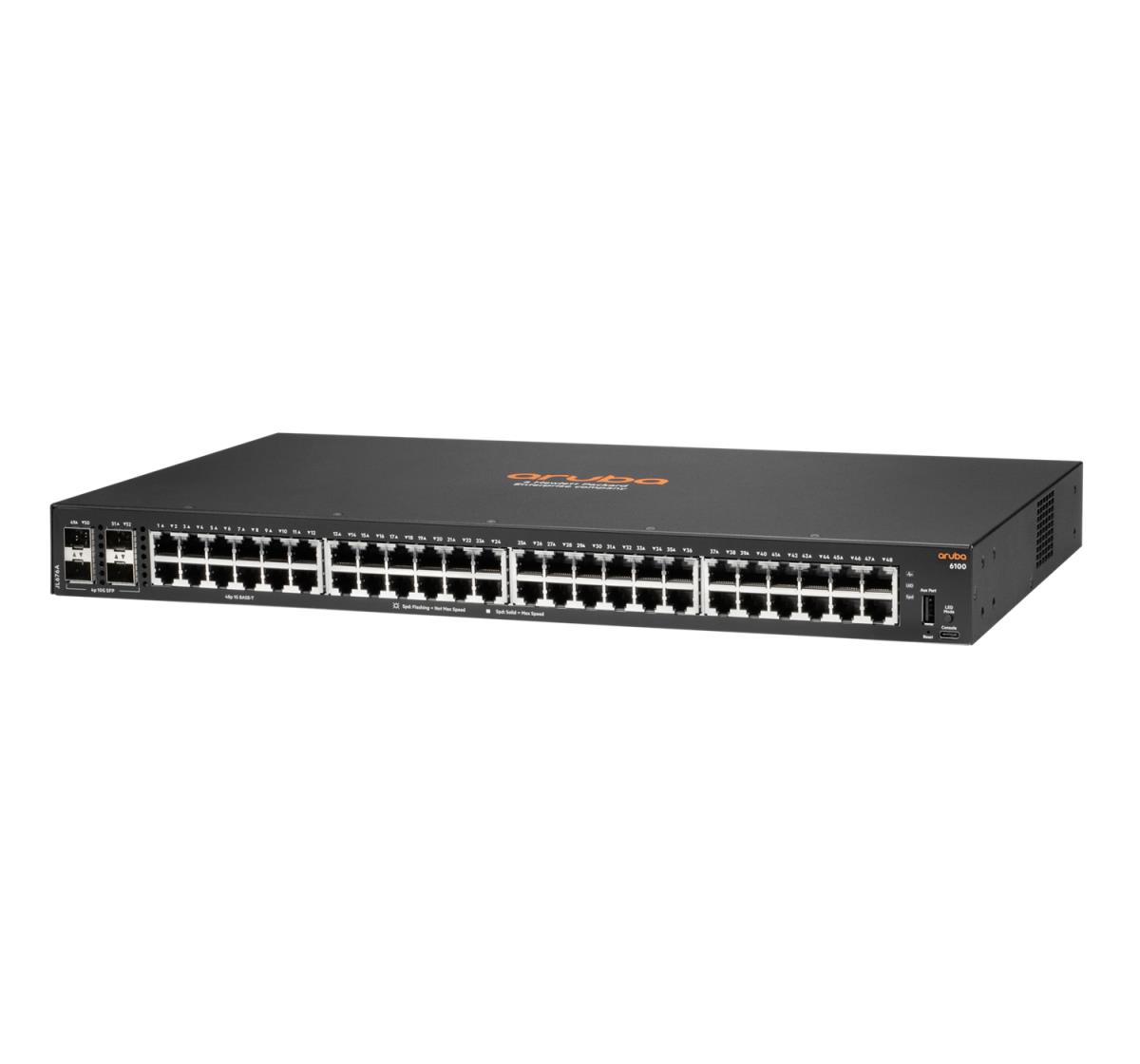 Aruba 6100 48G 4SFP+ Switch, 48x ports 10/100/1000BASE-T ports 4x 1G/10G SFP ports