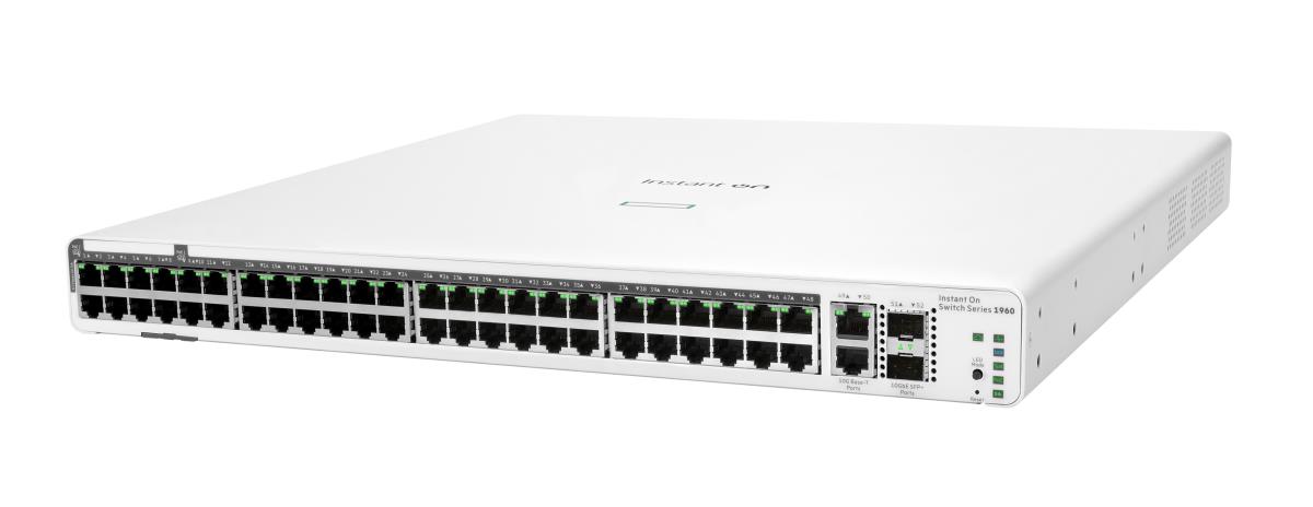 Aruba Instant On 1960 48G 2XGT 2SFP+ Switch, 48 RJ-45 10/100/1000 ports, 2 SFP+ 10GbE ports