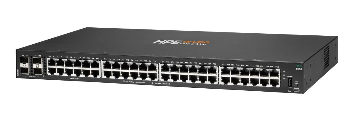 Aruba 6000 48G 4SFP Switch, 48x 10/100/1000BASE-T ports, 4x 1G SFP ports