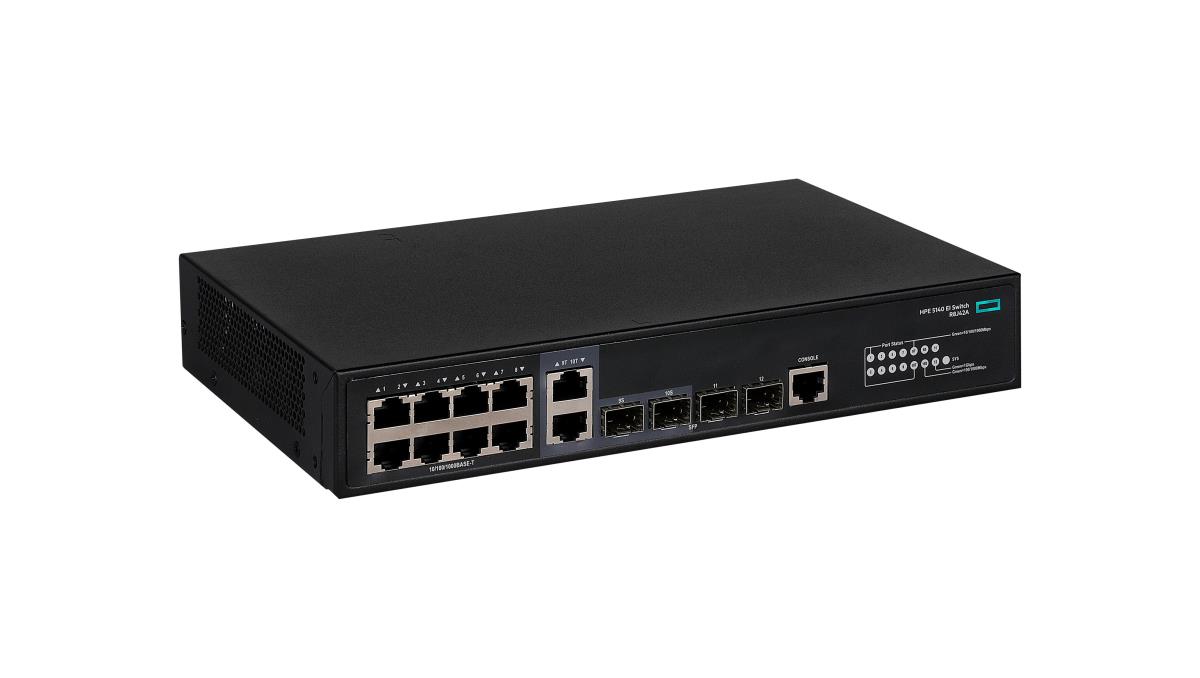 FlexNetwork 5140 8G 2SFP 2GT Combo EI Switch, (8) RJ-45 autosensing 10/100/1000 ports, (2) SFP fixed 1000/10000 SFP ports