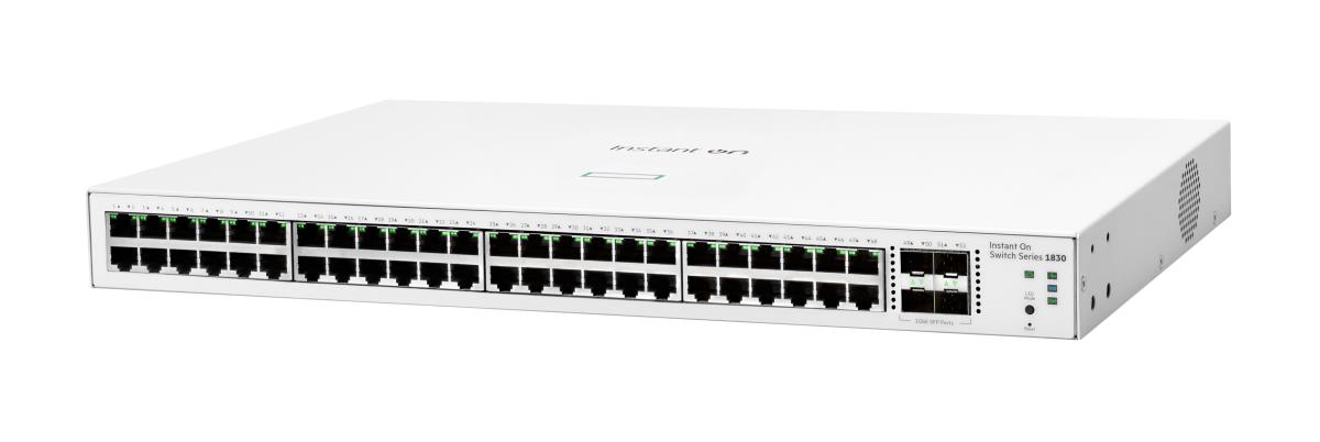 Aruba Instant On 1830 48G 4SFP Switch, 48 RJ-45 10/100/1000 ports, 4 SFP 1GbE ports