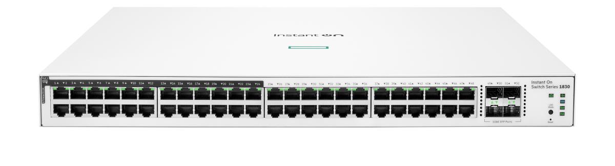 Aruba Instant On 1830 48G 24p Class4 PoE 4SFP 370W Switch, 48 RJ-45 10/100/1000 Class 4 PoE ports