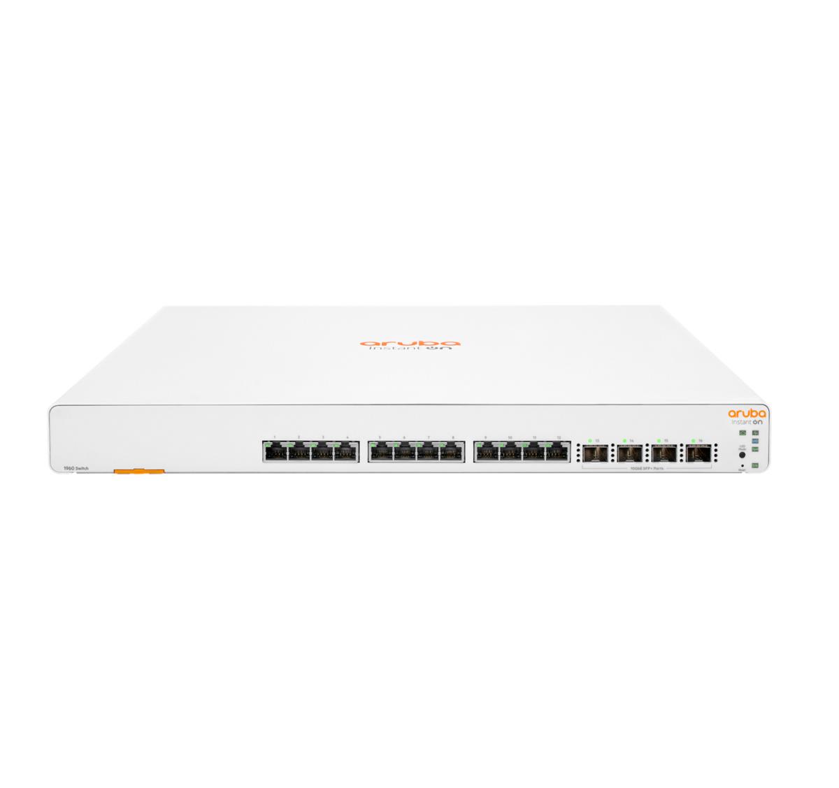 Aruba Instant On 1960 12XGT 4SFP+ Switch, 12 RJ-45 100/1000/10GBASE-T ports, 4 SFP+ 10GbE ports