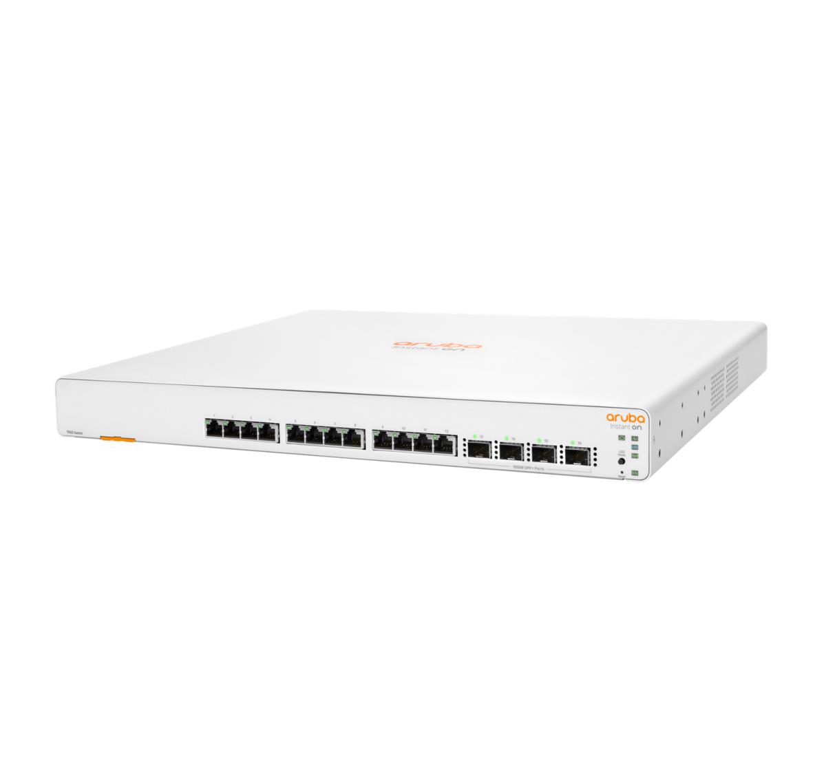 Aruba Instant On 1960 12XGT 4SFP+ Switch, 12 RJ-45 100/1000/10GBASE-T ports, 4 SFP+ 10GbE ports