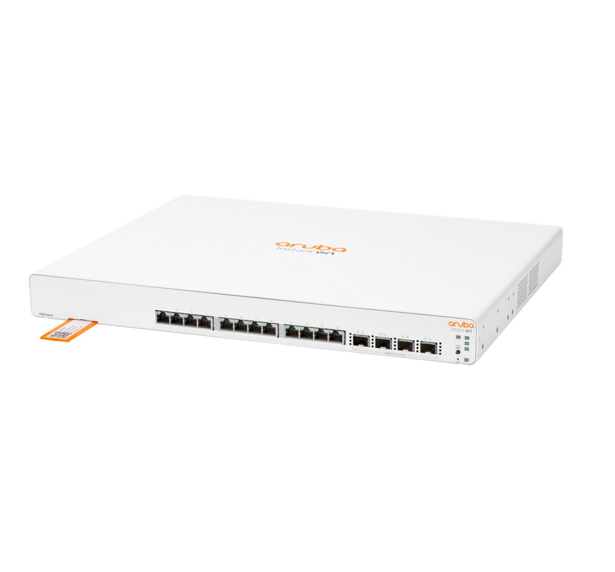 Aruba Instant On 1960 12XGT 4SFP+ Switch, 12 RJ-45 100/1000/10GBASE-T ports, 4 SFP+ 10GbE ports