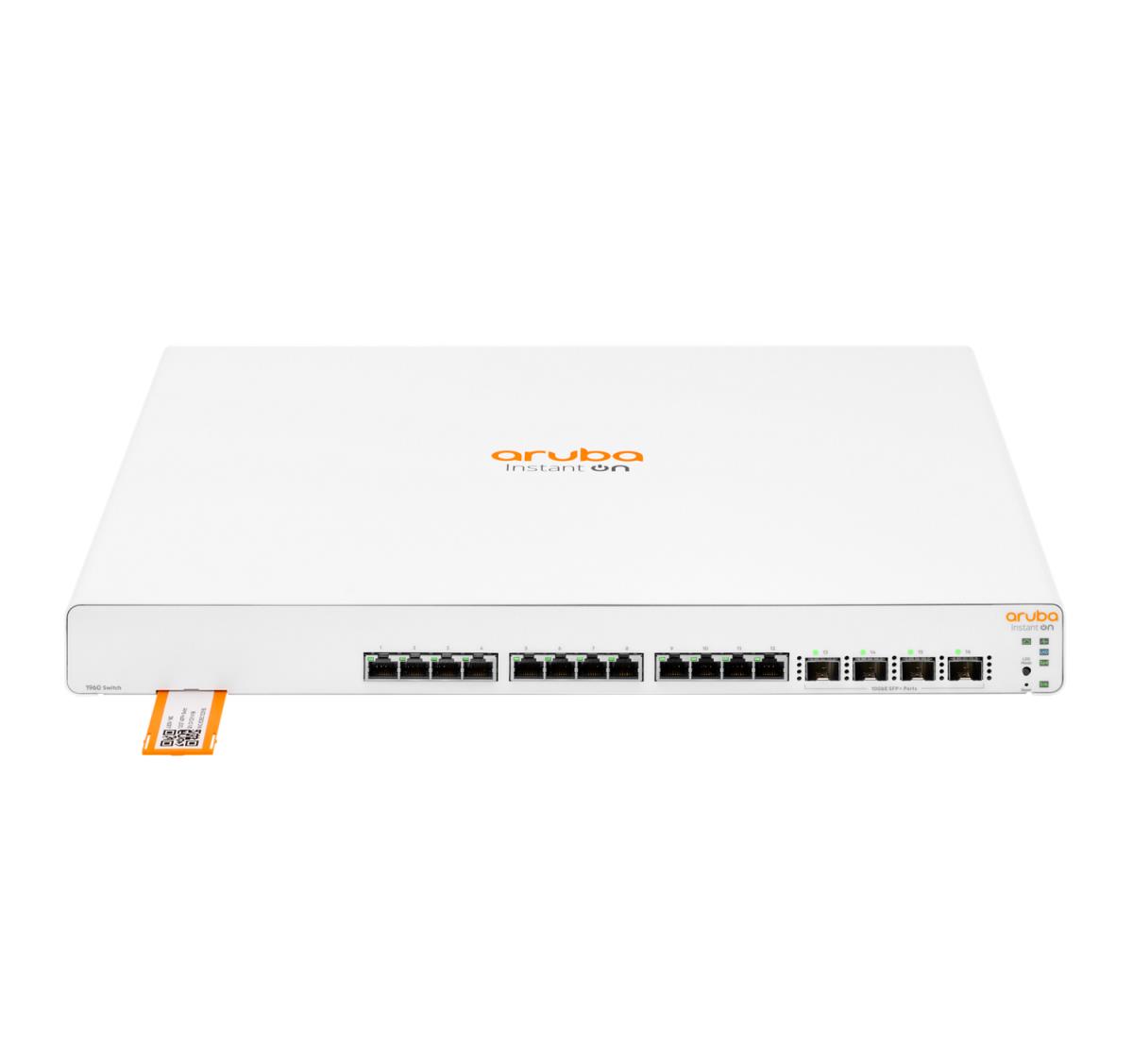 Aruba Instant On 1960 12XGT 4SFP+ Switch, 12 RJ-45 100/1000/10GBASE-T ports, 4 SFP+ 10GbE ports