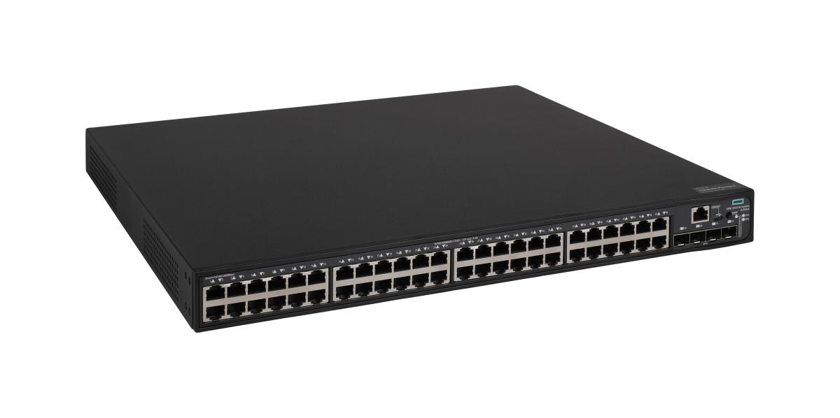 FlexNetwork 5140 48G PoE+ 4SFP+ EI Switch, (48) RJ-45 autosensing 10/100/1000 ports, (4) SFP+ fixed 1000/10000 SFP+ ports