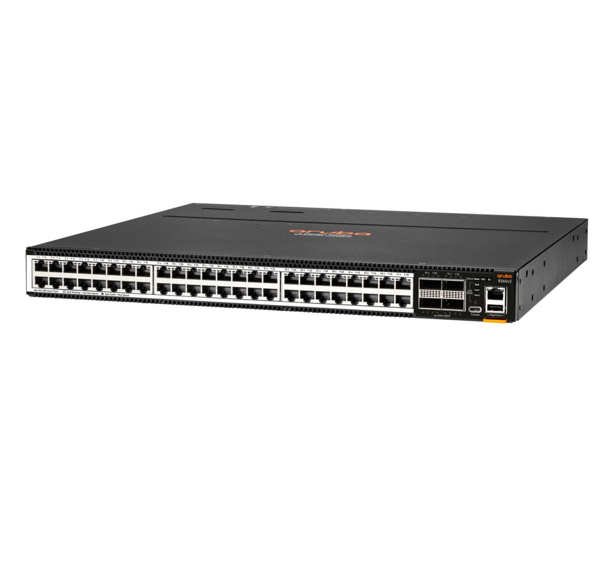 Aruba 8360-48XT4C v2 48p 1G/10GBase-T 4p 100G QSFP+/28 Front-to-Back 3 Fans 2 AC Bundle