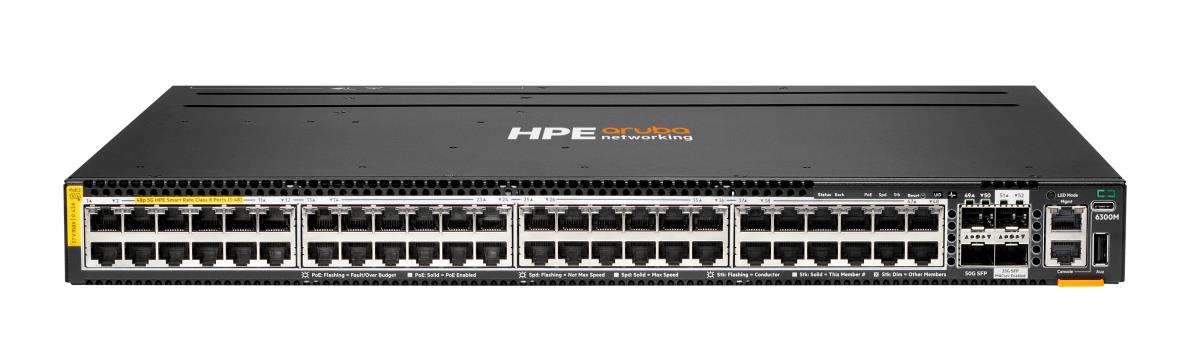 Aruba 6300M 48p HPE Smart Rate 1G/2.5G/5G Class8 PoE and 2p 50G and 2p 25G Switch