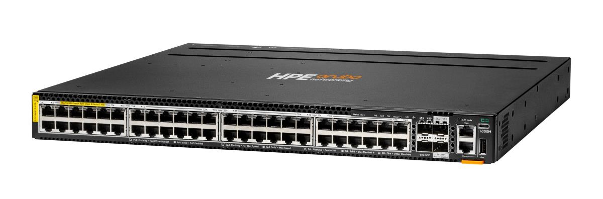 Aruba 6300M 48p HPE Smart Rate 1G/2.5G/5G Class8 PoE and 2p 50G and 2p 25G Switch