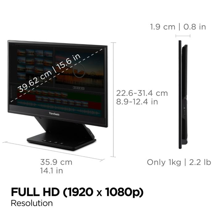 Portable USB-C Monitor - VP16-OLED - 16in - 1920x1080 (Full HD) - 1ms