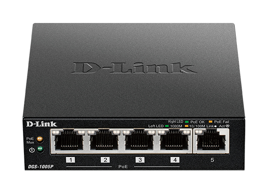 Desktop Switch Gigabit Des-1005p/e 5-port Fast Ethernet Unmanaged Black