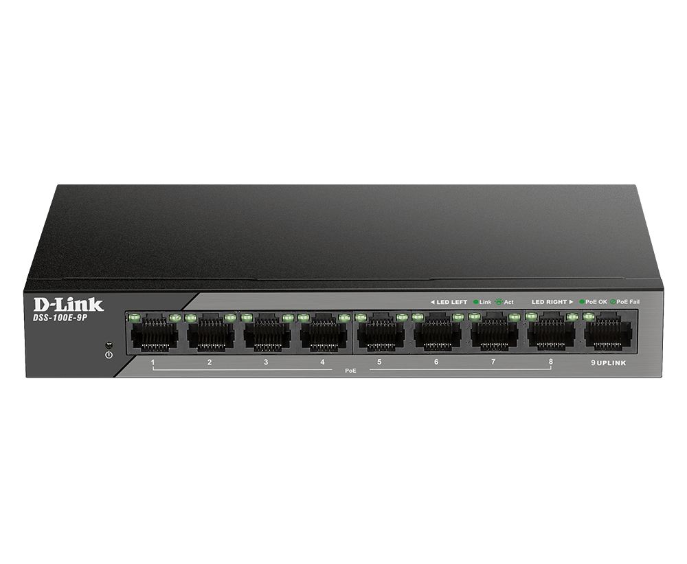 Switch Dss-100e-9p 9-port 10/100 Poe Unmanaged Surveillance