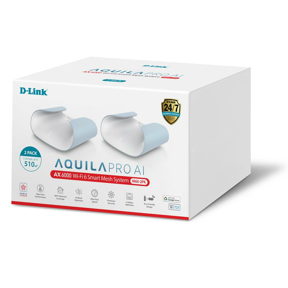 Whole Home Mesh Wi-Fi 6 System - Ax6000 Dual Band - Aquila Pro Ai M60 - 2 Satellites