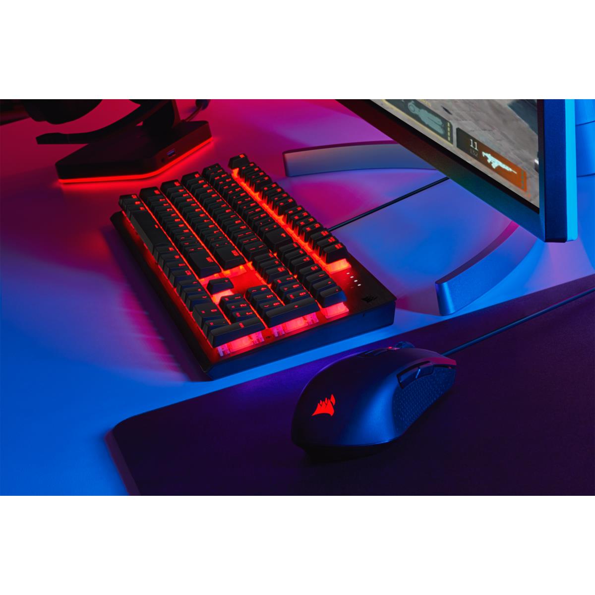 K60 PRO Mechanical Gaming Keyboard  Backlit Red LED  CHERRY VIOLA  Black QWERTY