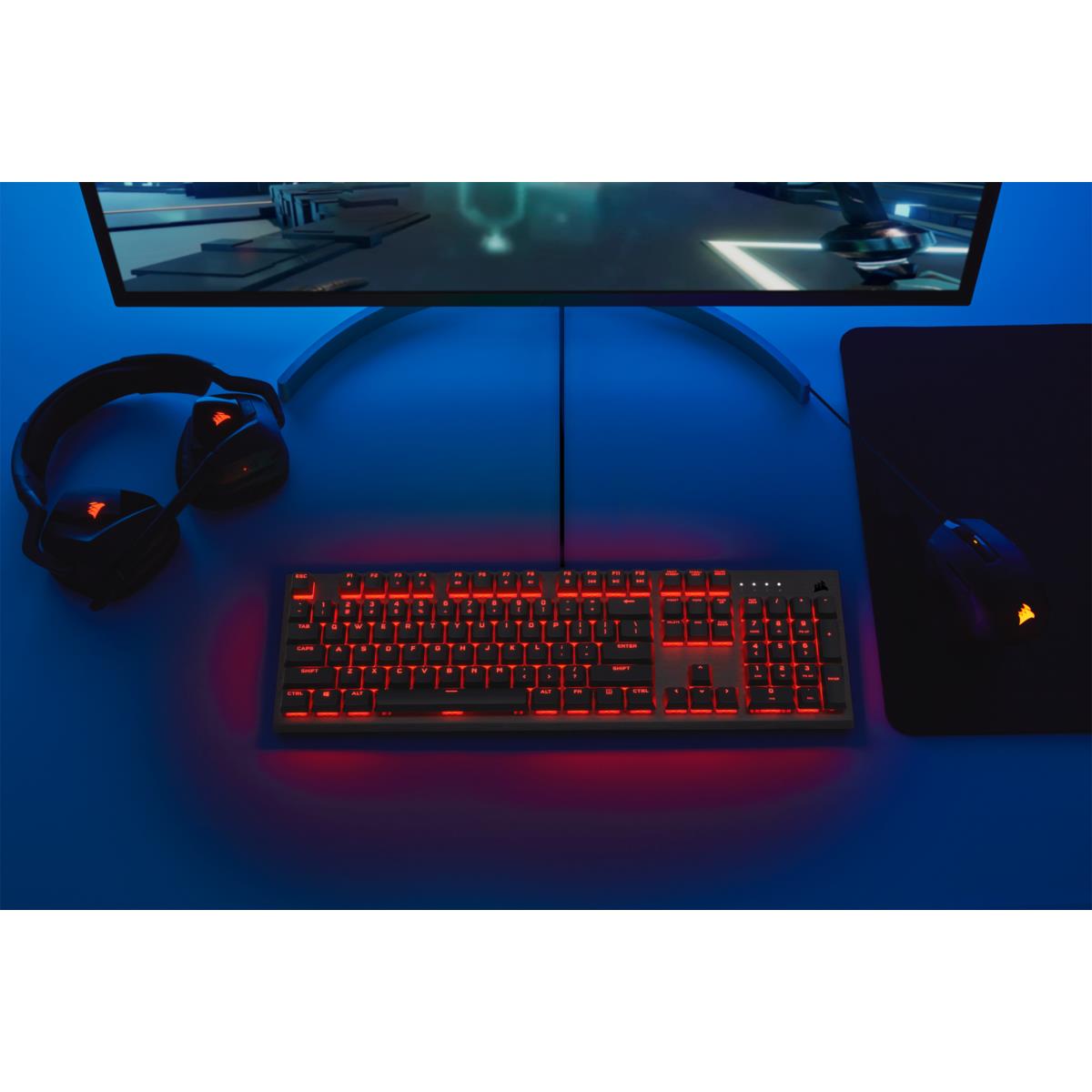 K60 PRO Mechanical Gaming Keyboard  Backlit Red LED  CHERRY VIOLA  Black QWERTY