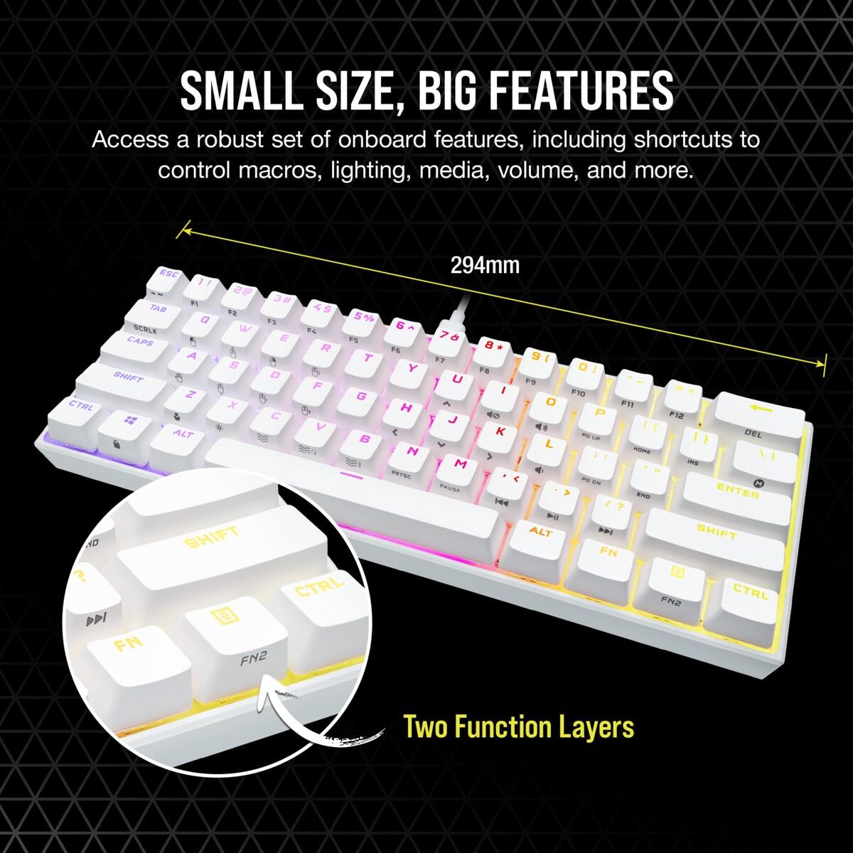 K65 RGB Mini 60% Cherry mx Red - Wit QWERTY