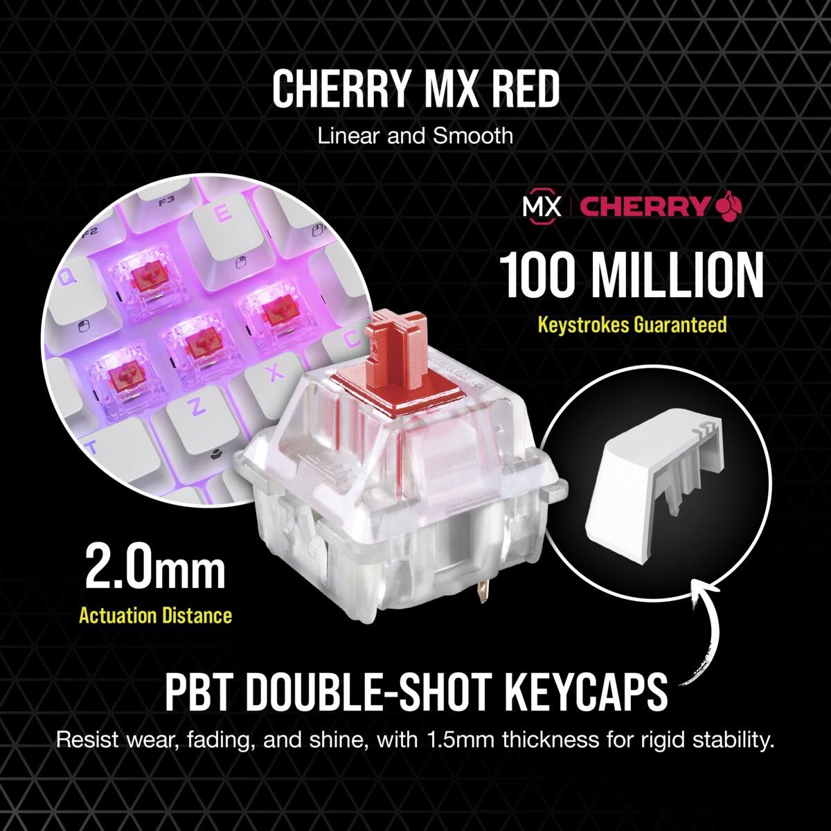 K65 RGB Mini 60% Cherry mx Red - Wit QWERTY