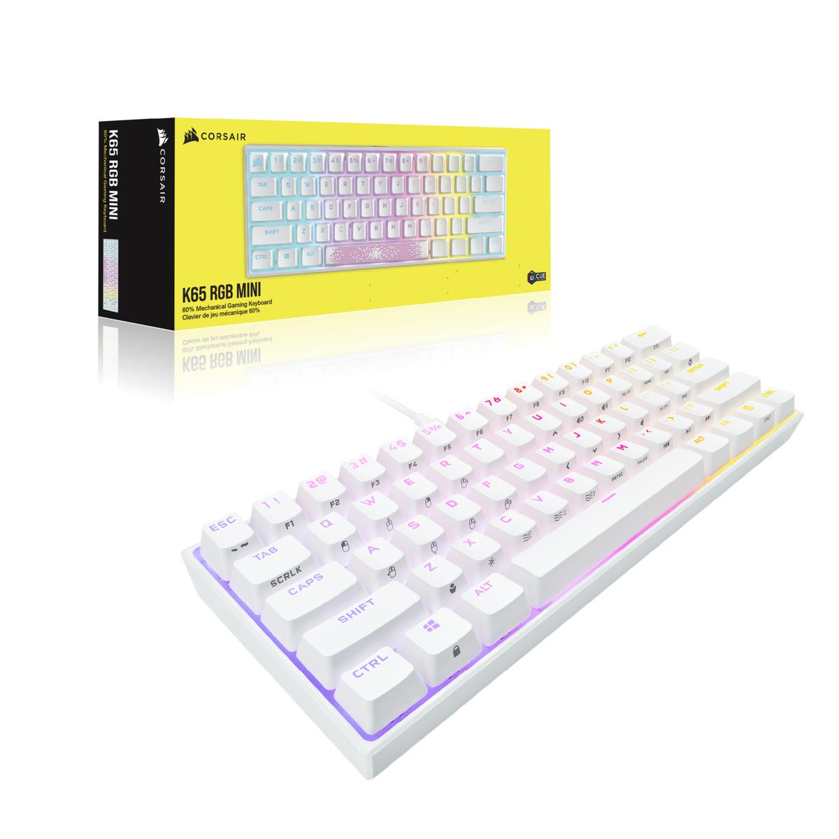 K65 RGB Mini 60% Cherry mx Red - Wit QWERTY
