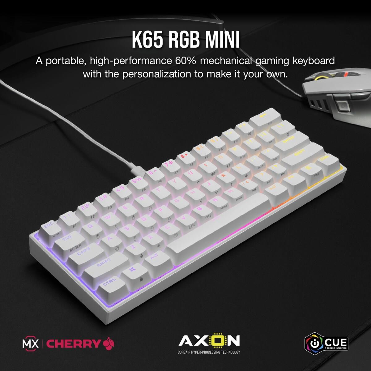 K65 RGB Mini 60% Cherry mx Red - Wit QWERTY