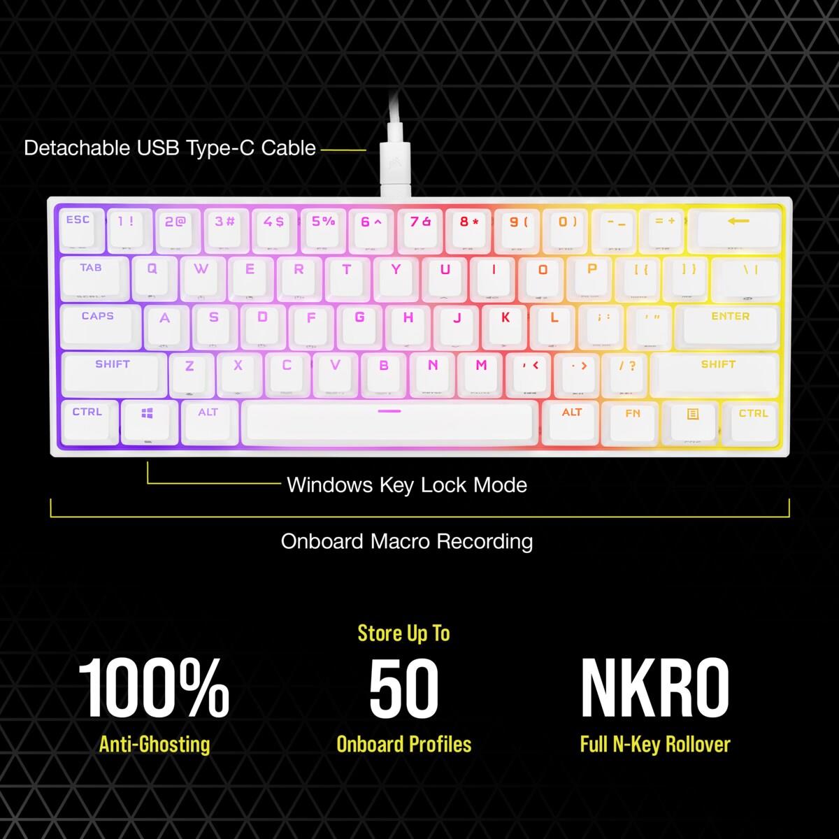 K65 RGB Mini 60% Cherry mx Red - Wit QWERTY