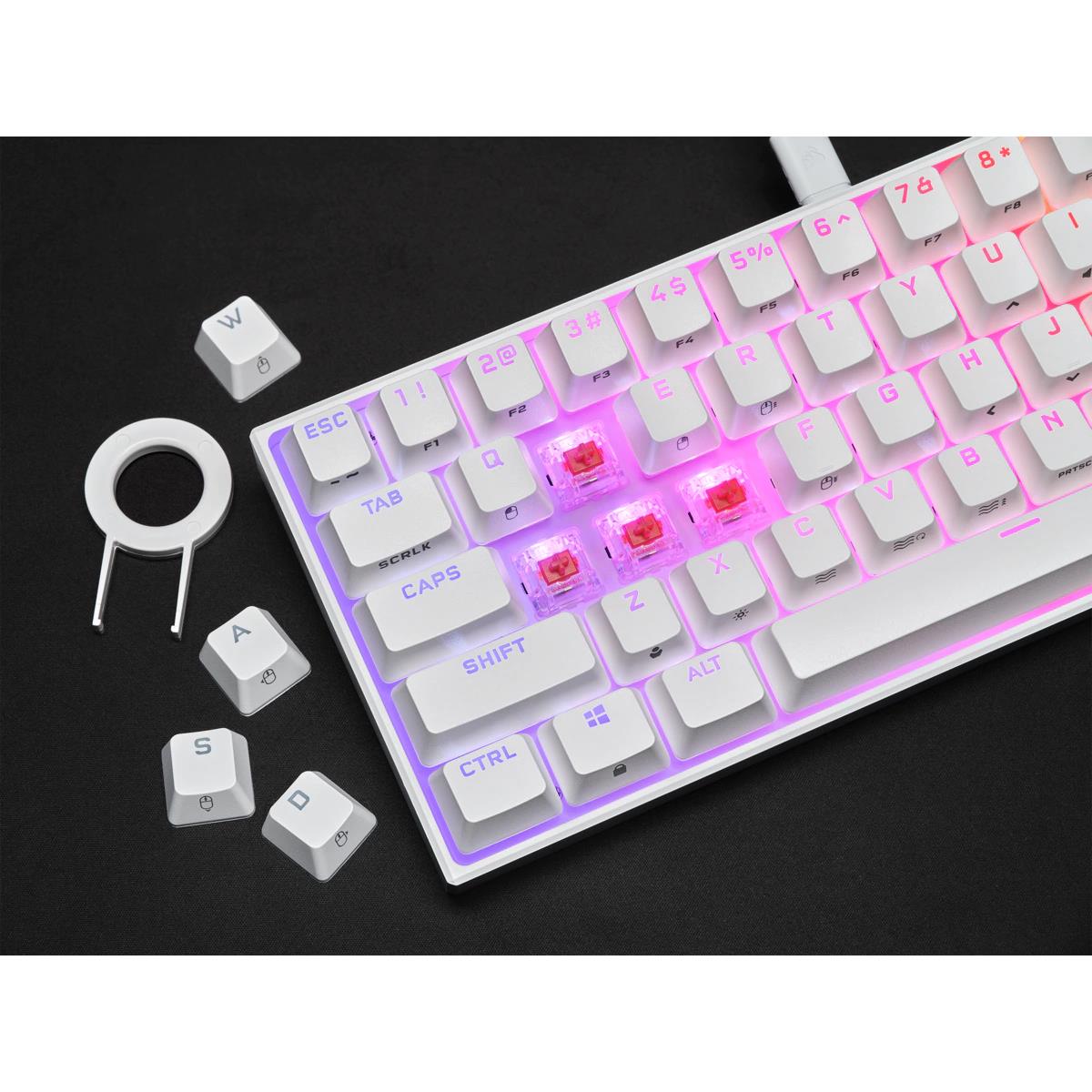 K65 RGB Mini 60% Cherry mx Red - Wit QWERTY