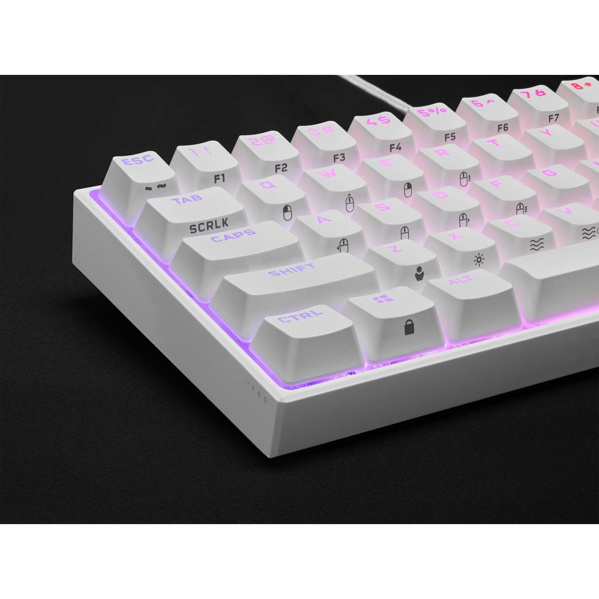 K65 RGB Mini 60% Cherry mx Red - Wit QWERTY