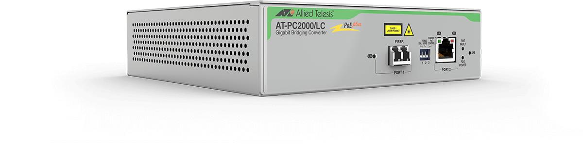 Two-port Gigabit Speed/Media ConvertingSwitch with PoE - 1000T POE+ to 1000SX(LC) Media Converter -