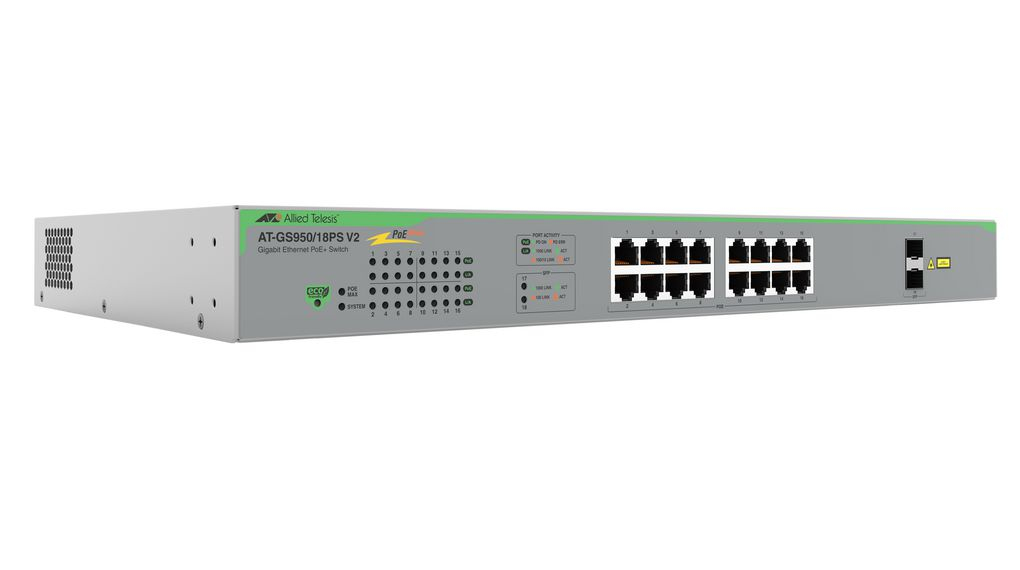 Gigabit webSmart switch 16x 10/100/1000-T PoE+ 2x SFP Ports and single fixed PSU EU Power Code
