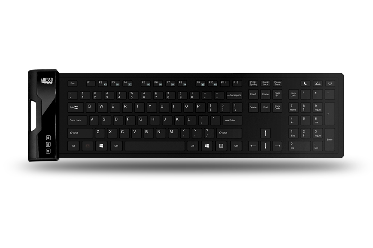 Akb-232ub Antimicrobial Waterproof Flex Keyboard USB - Black - Qwerty Us