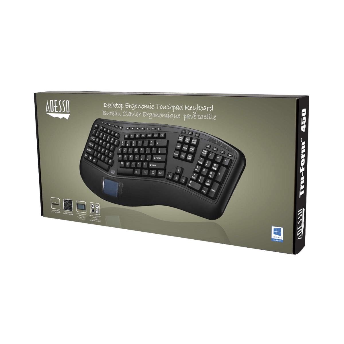 Akb-450ub Ergonomic Split Desktop Touchpad Keyboard