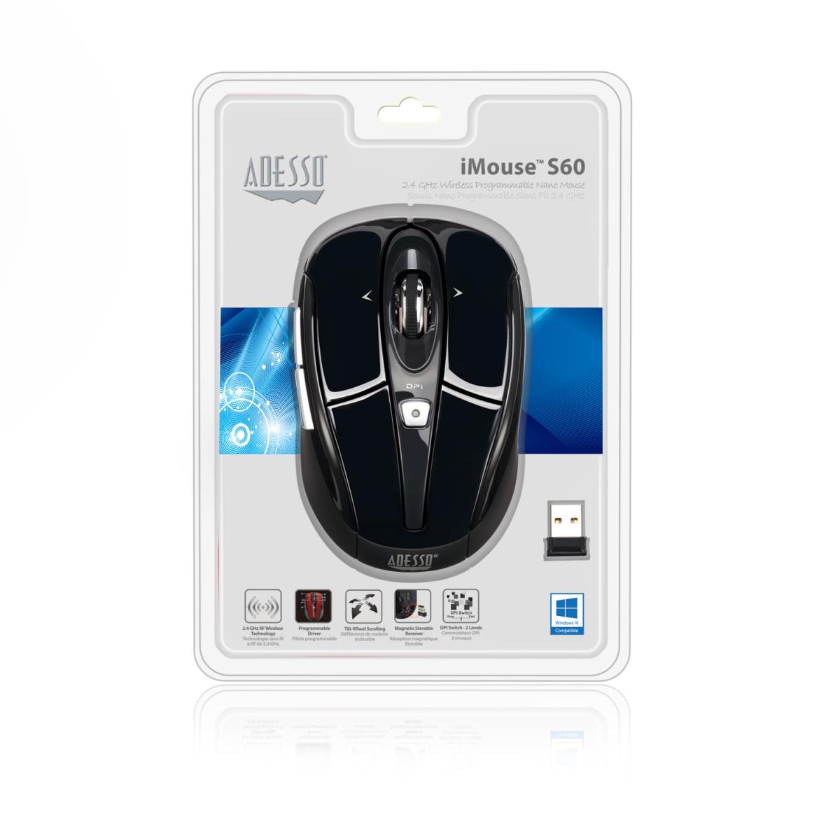 Imouse S60b Wireless 5 Buttons 4 Way Scroll Programable Mini Mouse (black)