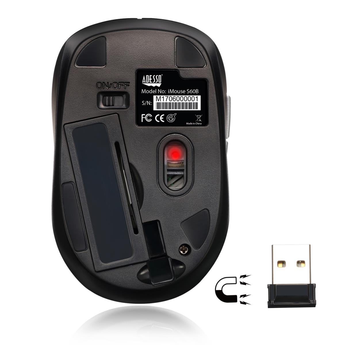 Imouse S60b Wireless 5 Buttons 4 Way Scroll Programable Mini Mouse (black)