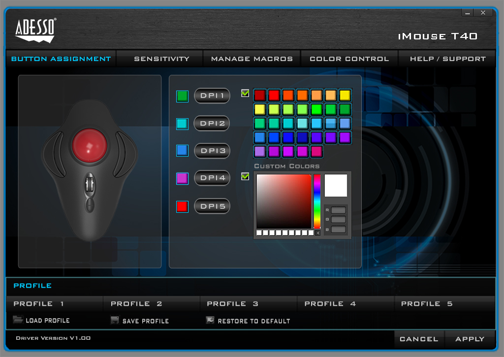 Imouse T40 Wireless Ergonomic Programable Desktop Trackball