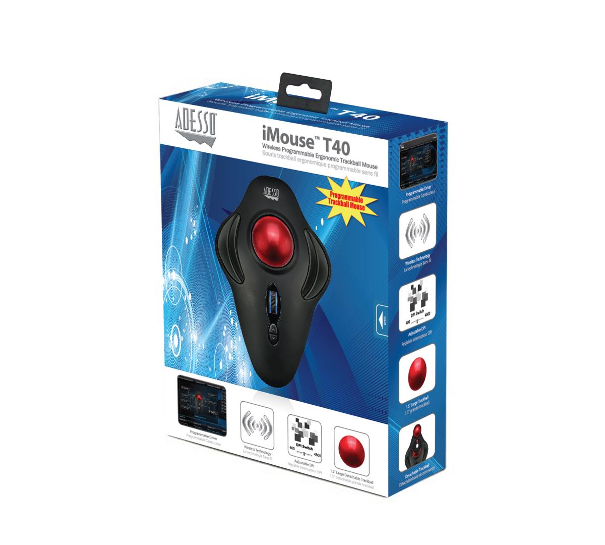 Imouse T40 Wireless Ergonomic Programable Desktop Trackball