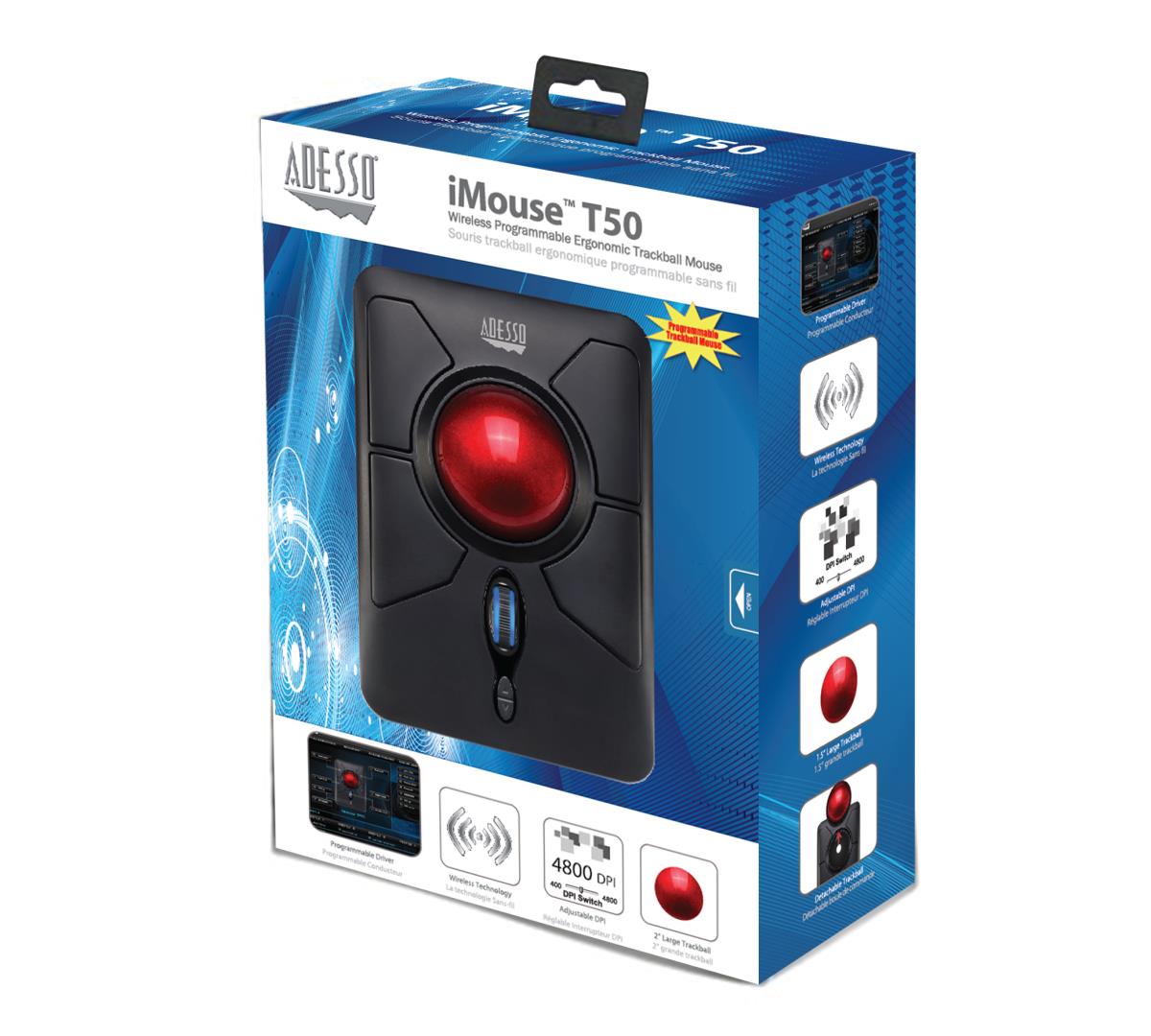 Imouse T50 Wireless Ergonomic Programable Desktop Trackball