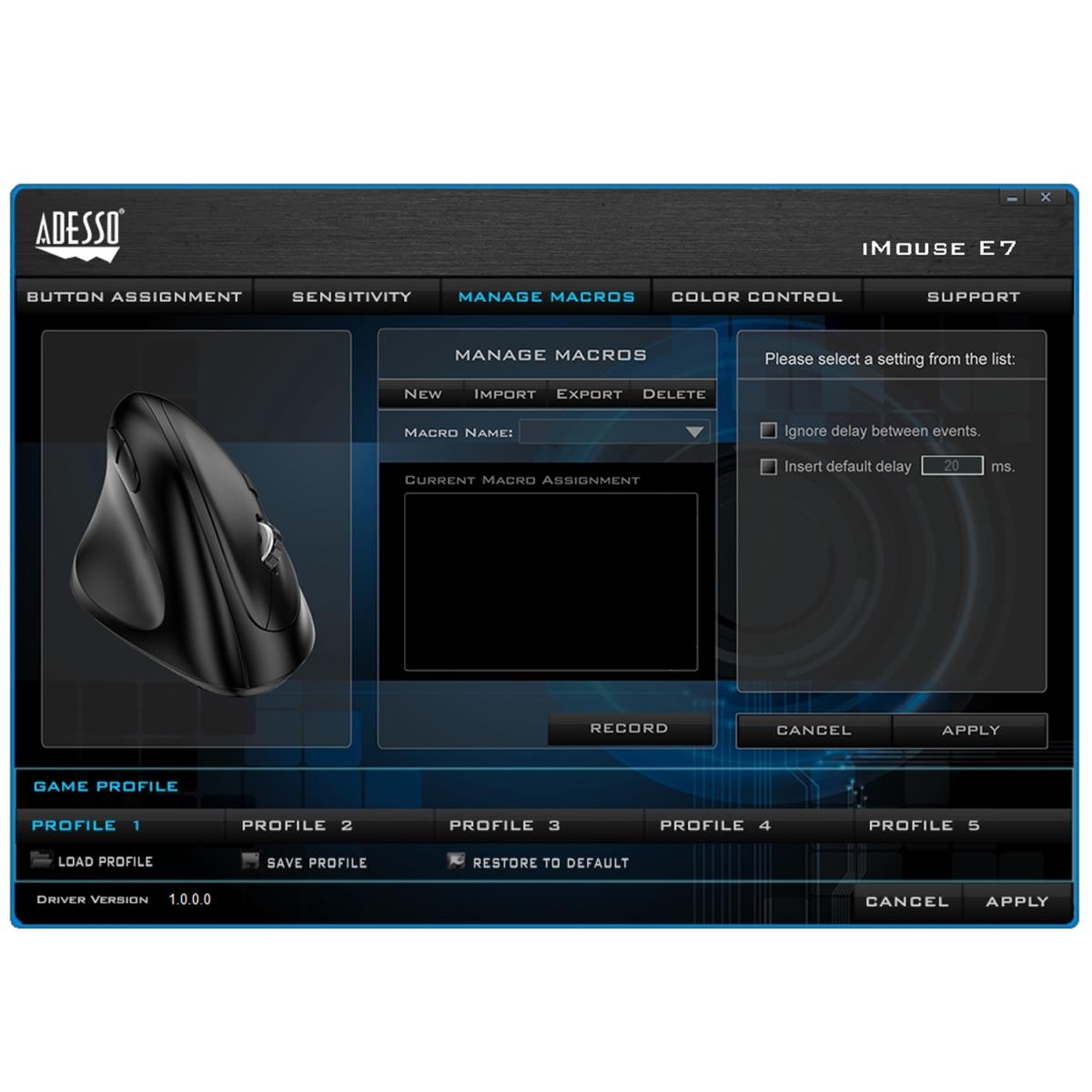 Imouse E7 Left-handed Vertical Ergonomic Programable Gaming Mouse With Adjustable Weight