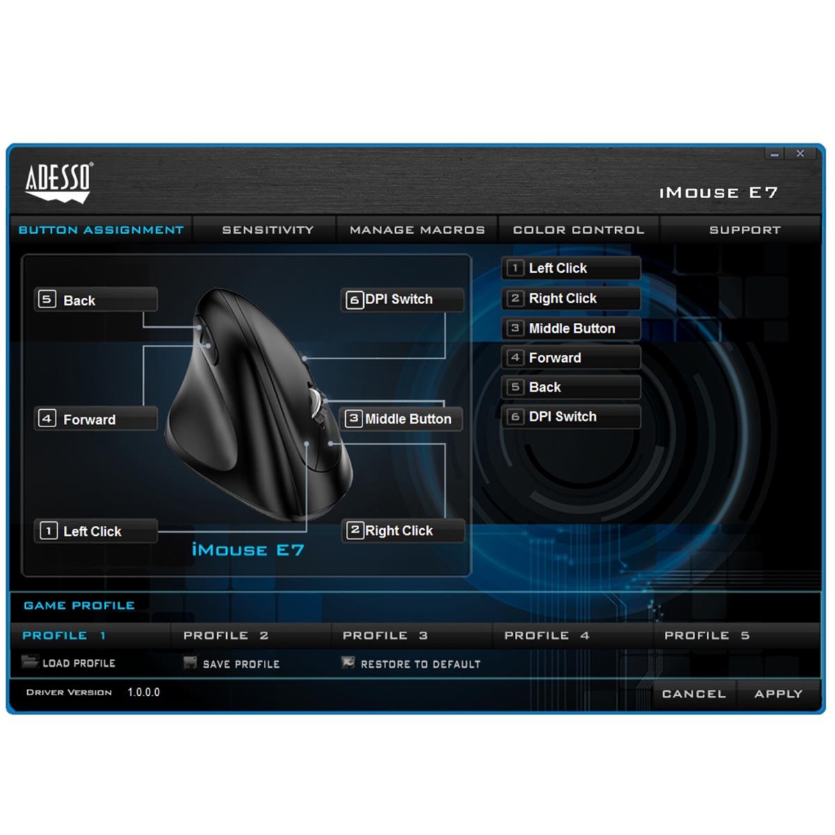 Imouse E7 Left-handed Vertical Ergonomic Programable Gaming Mouse With Adjustable Weight
