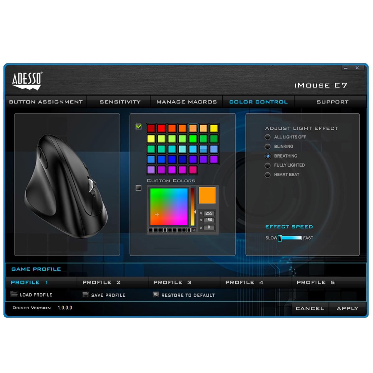 Imouse E7 Left-handed Vertical Ergonomic Programable Gaming Mouse With Adjustable Weight