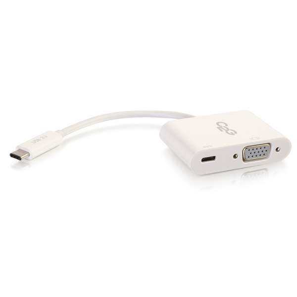USB-C to VGA+USB-C Charging White