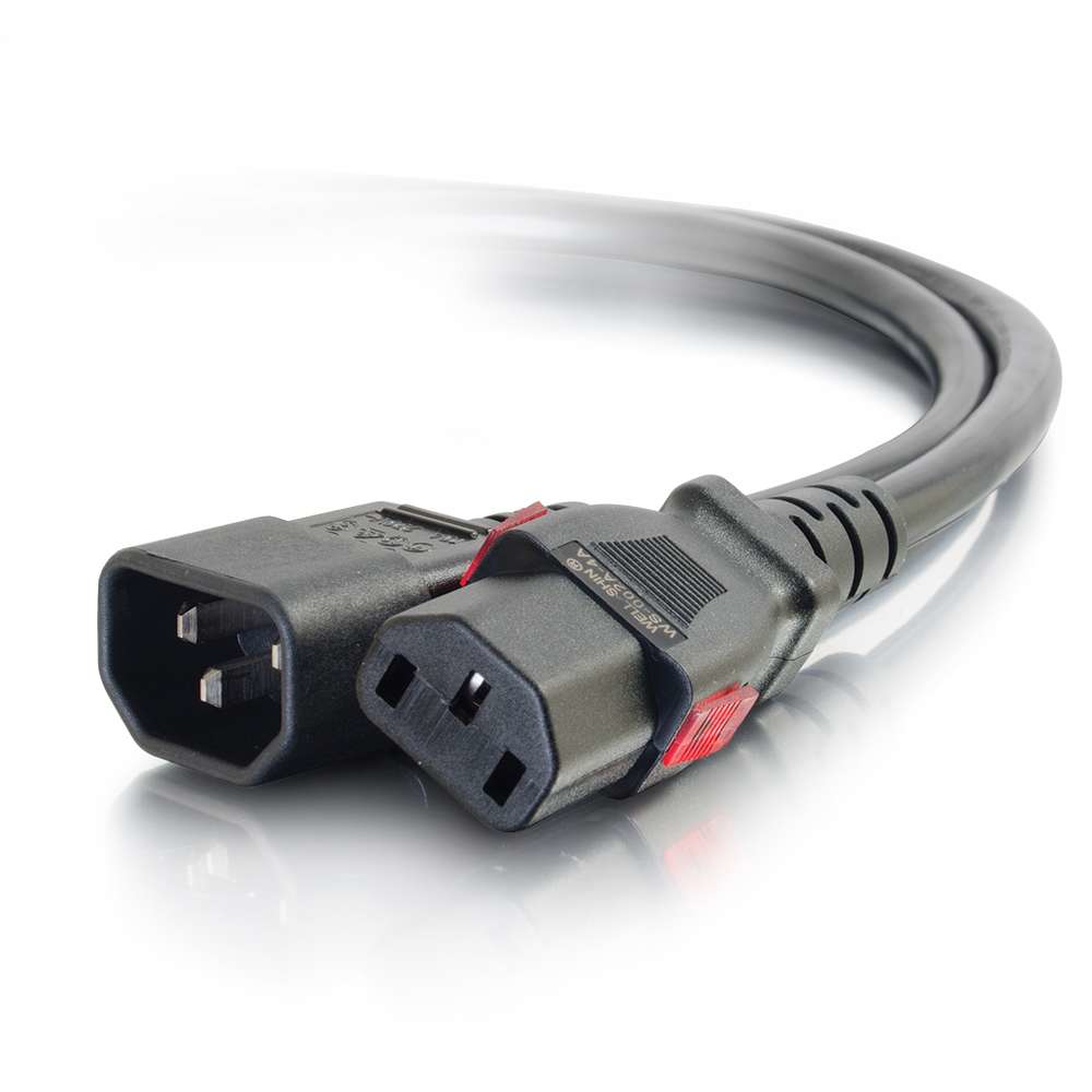 Locking C14 to C13 10A 250V Power Cord Black 60cm