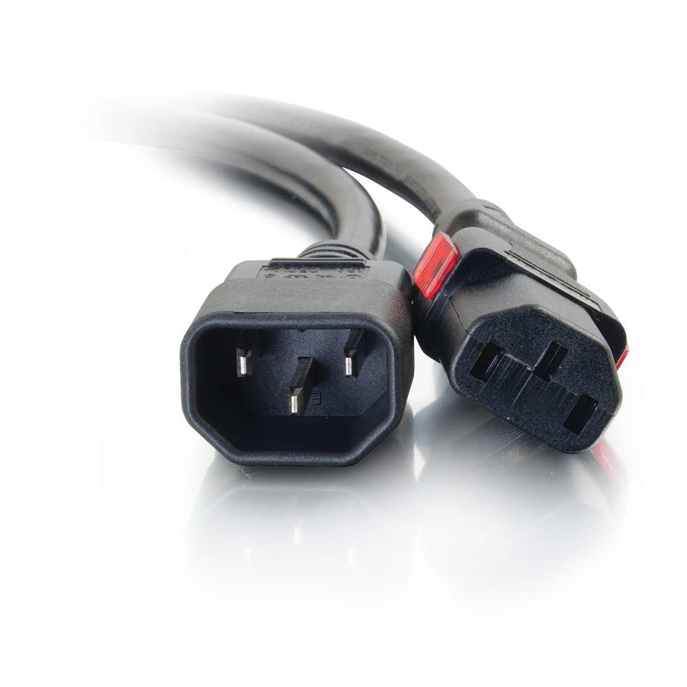 Locking C14 to C13 10A 250V Power Cord Black 2m