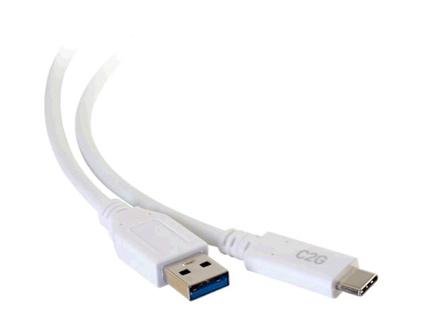 USB-C Male to USB-A Male Cable - USB 3.2 Gen 1 (5Gbps) - White 3m