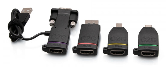 Universal 4K HDMI Adapter Ring with Color Coded Mini DisplayPort, DisplayPort, USB-C, and VGA