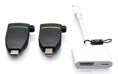 Universal 4K HDMI Adapter Ring with Color Coded Mini DisplayPort, USB-C, and Lightning