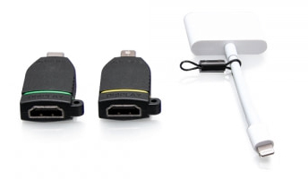 Universal 4K HDMI Adapter Ring with Color Coded Mini DisplayPort, USB-C, and Lightning
