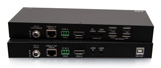 HDMI HDBaseT + 3.5mm, USB-B to A, and RS232 over Cat Extender Box Transmitter to Box Receiver - 4K 60Hz (C2G31013)