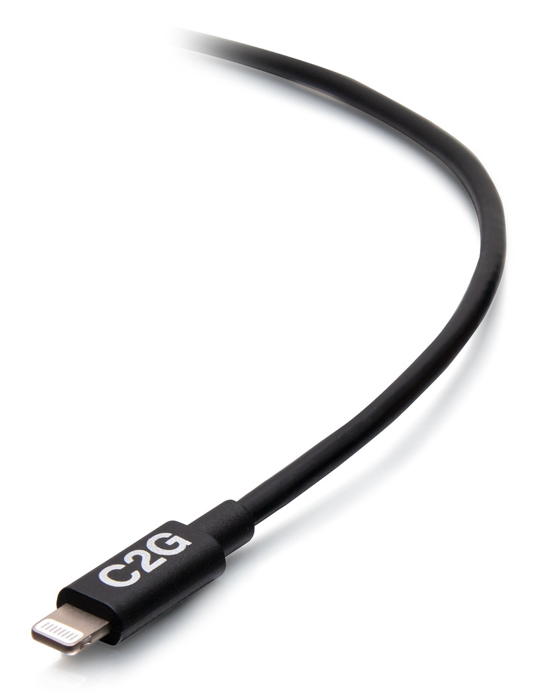 USB-C Male to Lightning Male Sync and Charging Cable - Black 2m