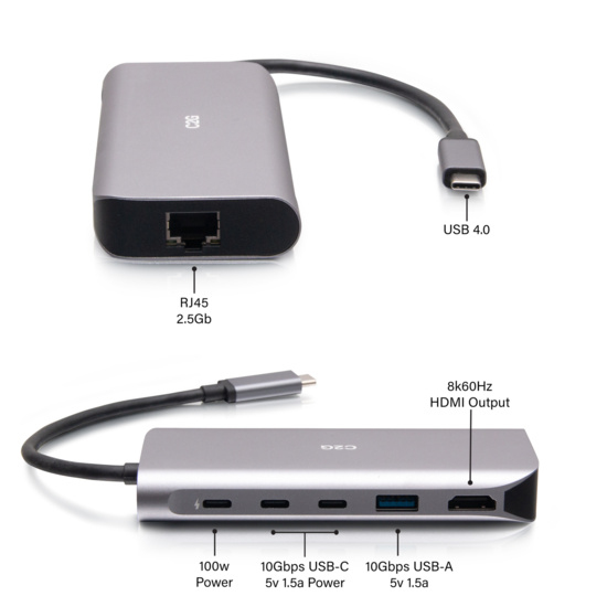 Docking Station USB-C - USB-A / USB-C / HDMI / RJ-45 - 85W USB Power Delivery - 8K 60HZ