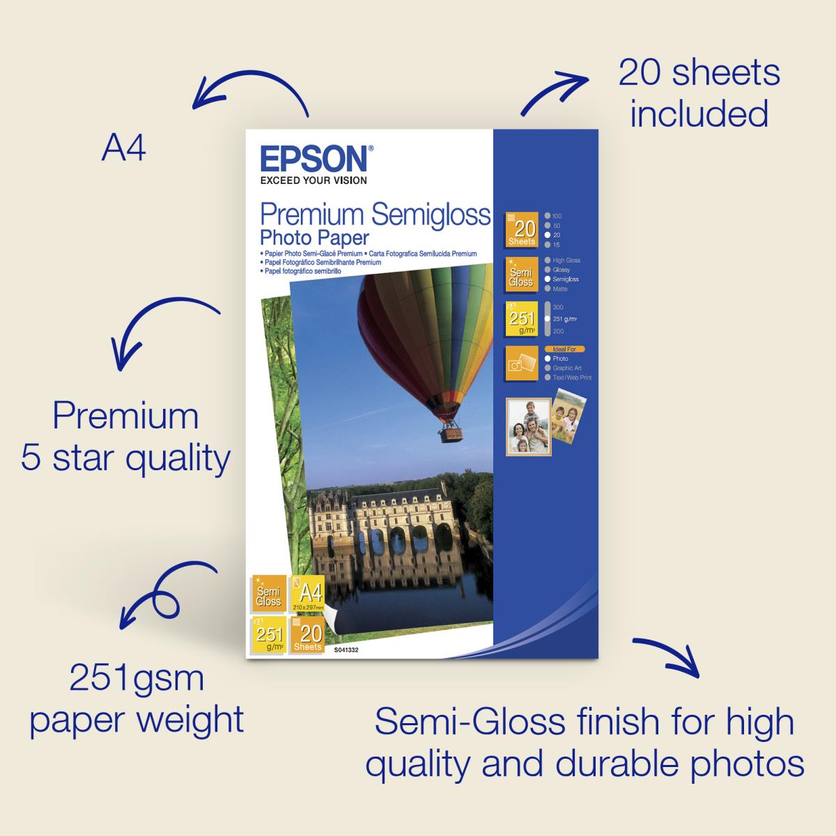 Paper Photo Premium Semigloss A4 20sheet (c13s041332)